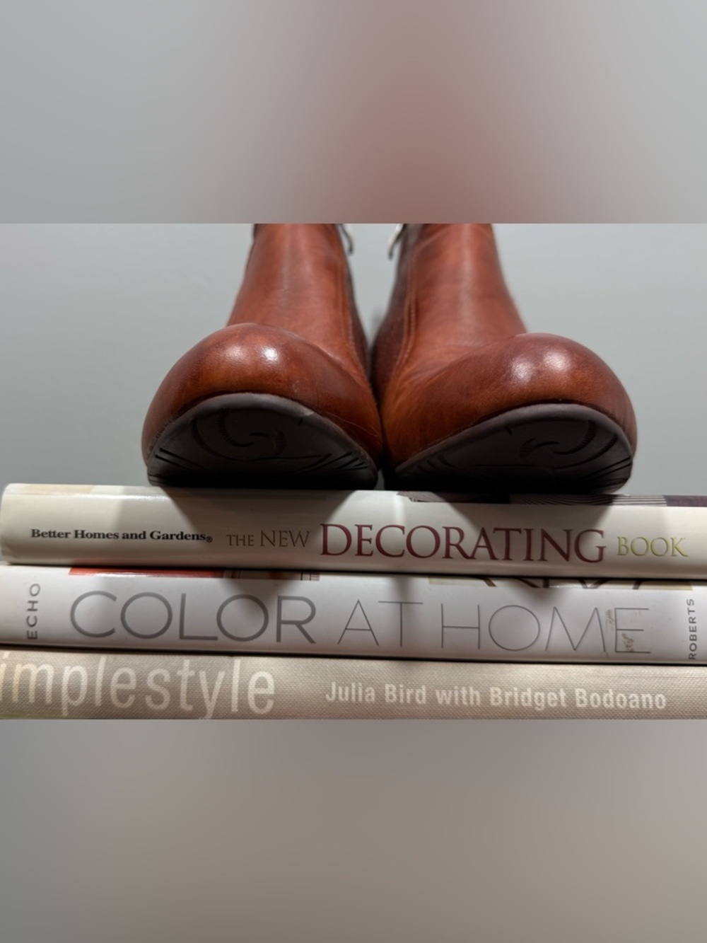 Women's Cognac Leather Ankle Booties with Decorative Cutouts - Picture 8 of 16